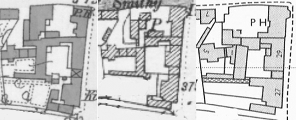 Maps showing the Three Pigeons